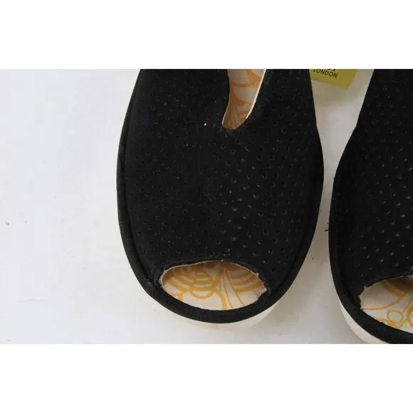 Nwt FLY London  Leather Yazu Wedge Sandals Black 39 Us 8-8.5