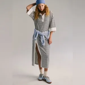 NWT Free People Jackson Rugby midi dress in ivory combo - S