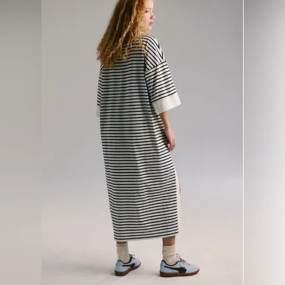 NWT Free People Jackson Rugby midi dress in ivory combo - S