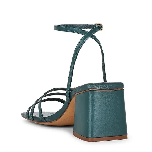 NWT Free People Oasis Teal Leather Niki Strappy Block Heel Sandals 7.5
