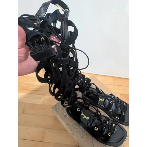 NWT Free People | Sun Chaser Tall Gladiator Sandal in Black Suede (38/US 7.5)