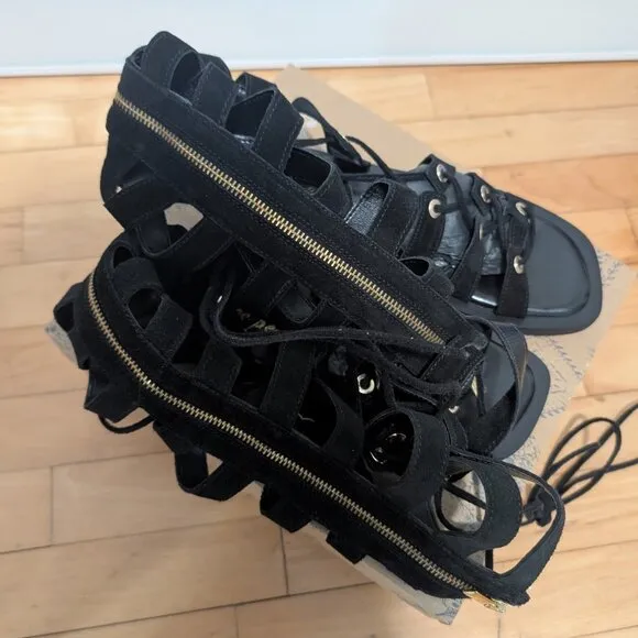 NWT Free People | Sun Chaser Tall Gladiator Sandal in Black Suede (38/US 7.5)