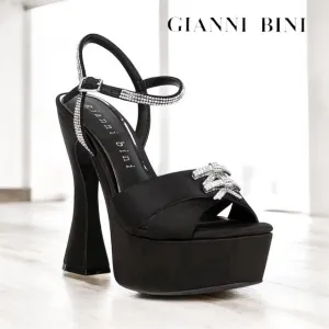 NWT Gianni Bini DEMPSEY Satin Rhinestone Bow Platform Sandals