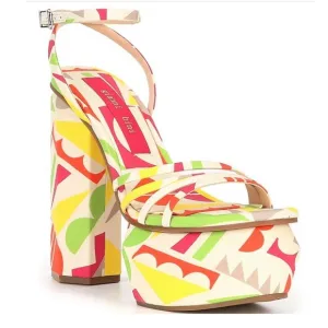 NWT Gianni Bini Parrish fro print platform chunk heel Colorful Sandals