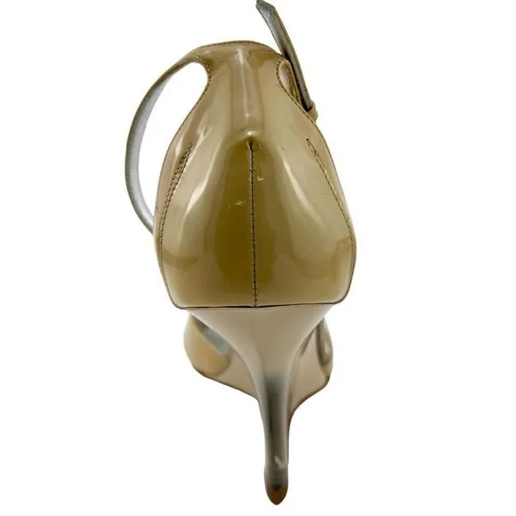 NWT Giorgio Armani Women’s Patent Leather Wedge Sandals US 8.5 Beige | $875