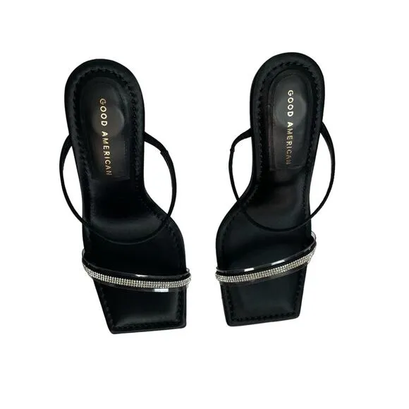 NWT - Good American Kickstand Crystal Heels