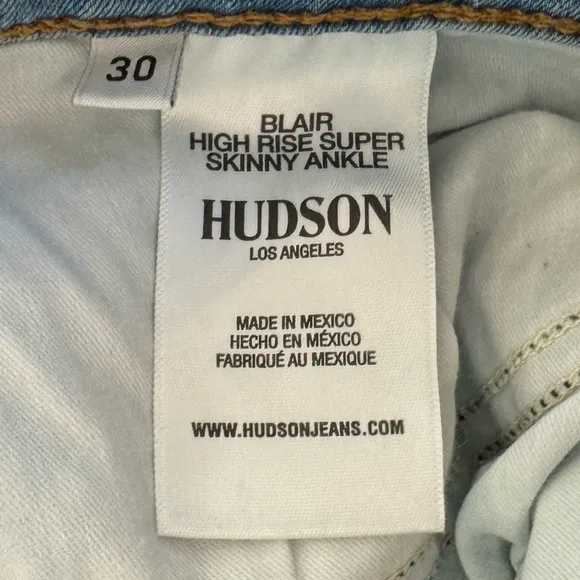NWT Hudson Blair High Rise Super Skinny Ankle Jeans 30 Light Blue Denim