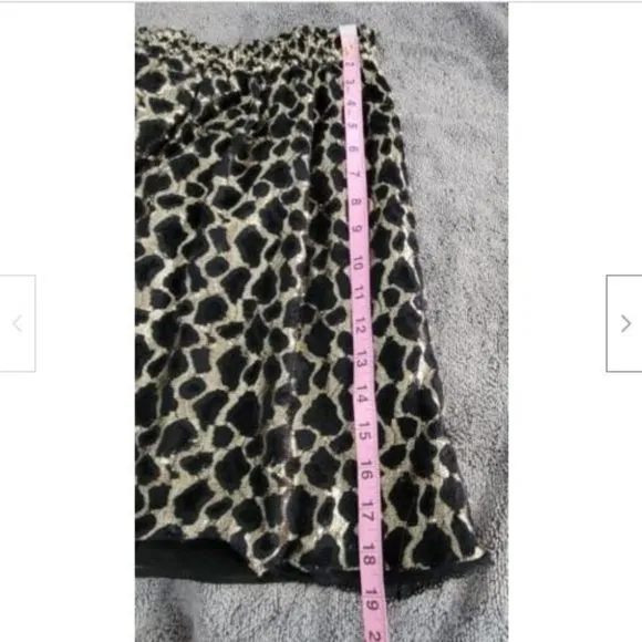 NWT Just Cavalli Black Gold Elastic Waist A-line Skirt 44