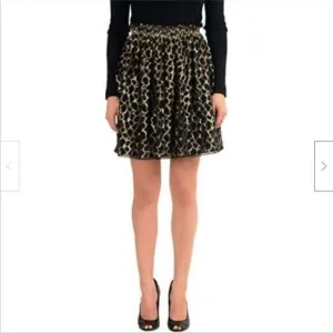 NWT Just Cavalli Black Gold Elastic Waist A-line Skirt 44