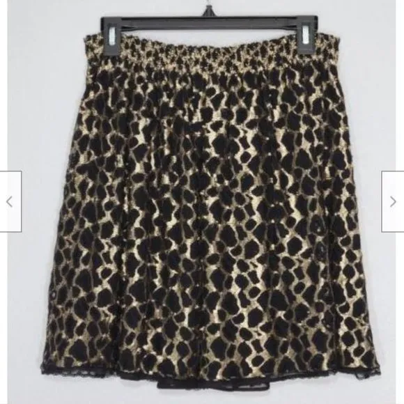 NWT Just Cavalli Black Gold Elastic Waist A-line Skirt 44