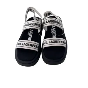NWT Karl Lagerfeld Women’s  Red Sandals Black White Velcro Strap Casual Sz7