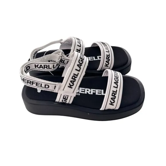 NWT Karl Lagerfeld Women’s  Red Sandals Black White Velcro Strap Casual Sz7