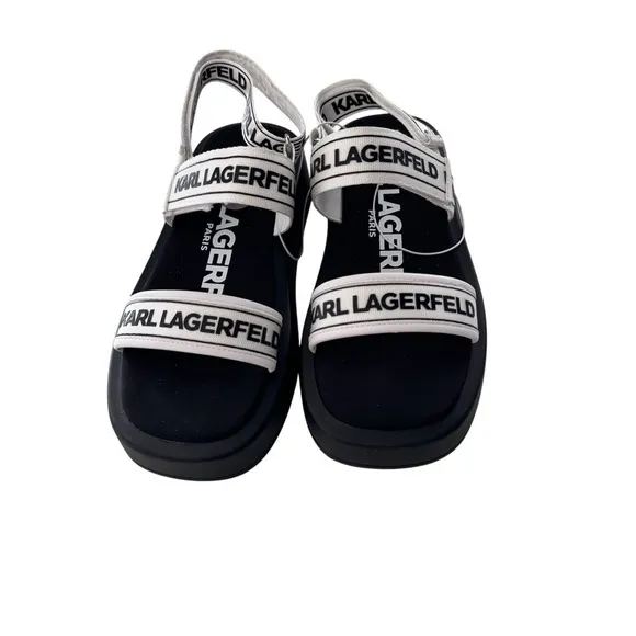 NWT Karl Lagerfeld Women’s  Red Sandals Black White Velcro Strap Casual Sz7