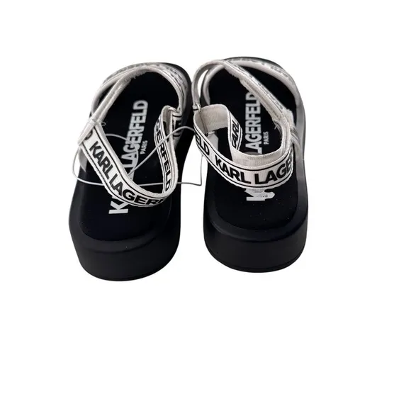 NWT Karl Lagerfeld Women’s  Red Sandals Black White Velcro Strap Casual Sz7