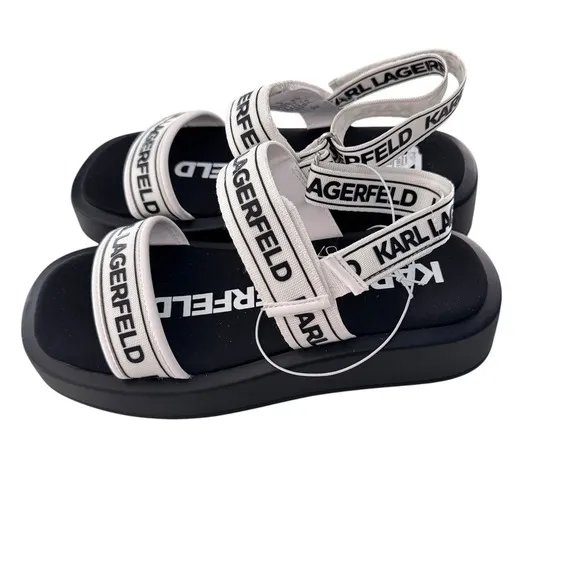 NWT Karl Lagerfeld Women’s  Red Sandals Black White Velcro Strap Casual Sz7