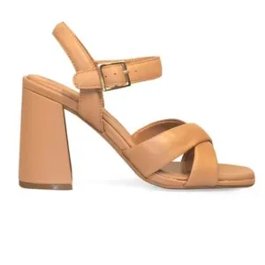 NWT KENNETH COLE NY Lessia Tan Leather Sandal Cross-straps Flared Block Heel 8