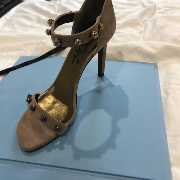 NWT Lanvin nude suede sandals with metal studs