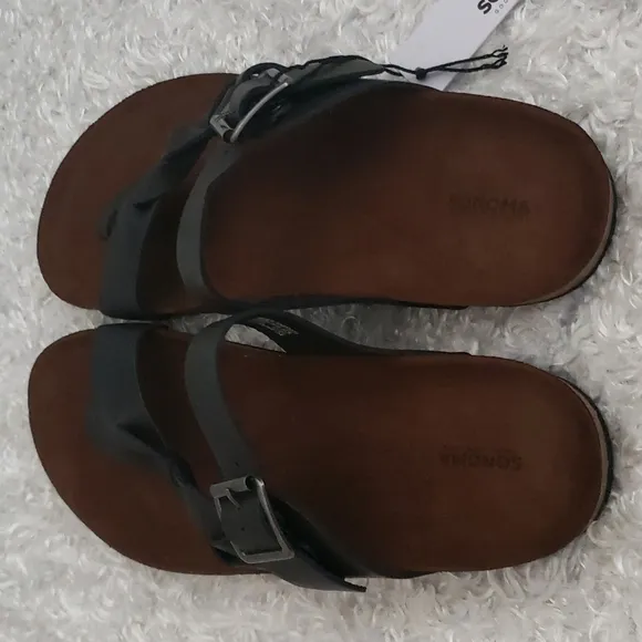 NWT Leather Footbed Slide Sandals