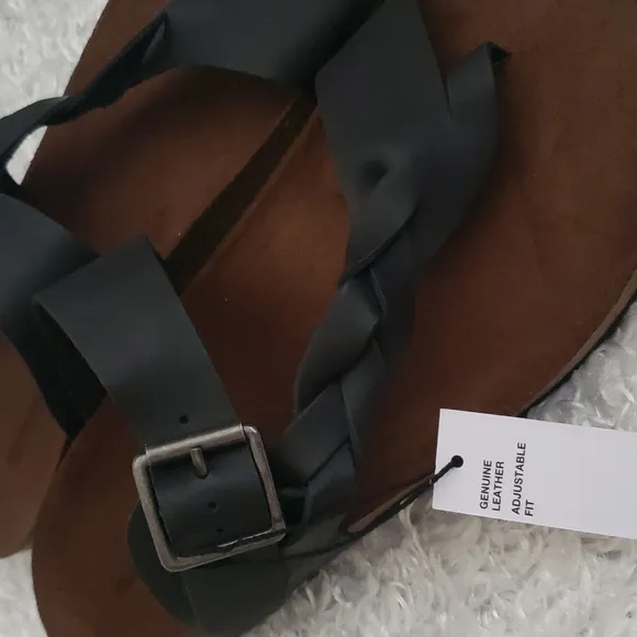 NWT Leather Footbed Slide Sandals
