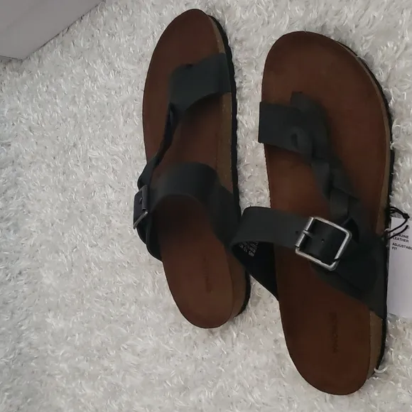 NWT Leather Footbed Slide Sandals