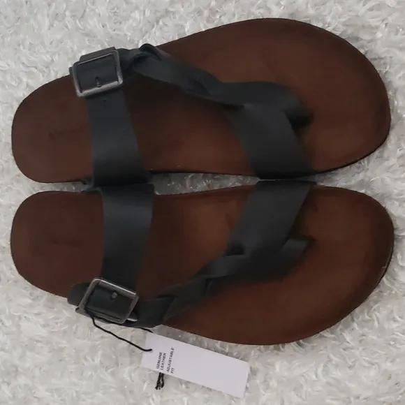 NWT Leather Footbed Slide Sandals