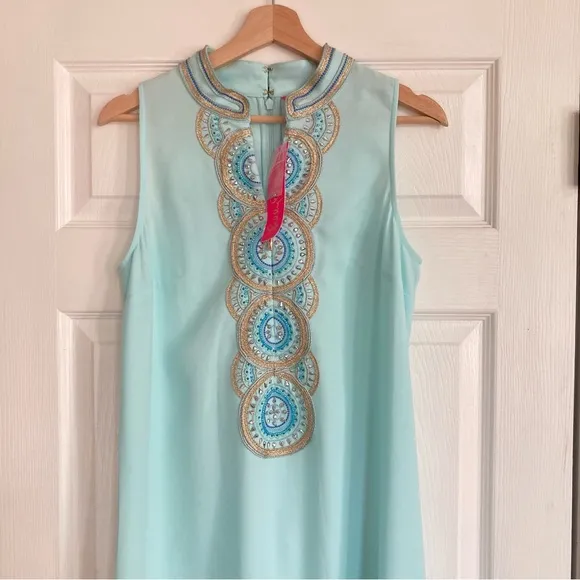 NWT Lilly Pulitzer Jane Embroided Maxi Dress in Whisper Blue, Size 4