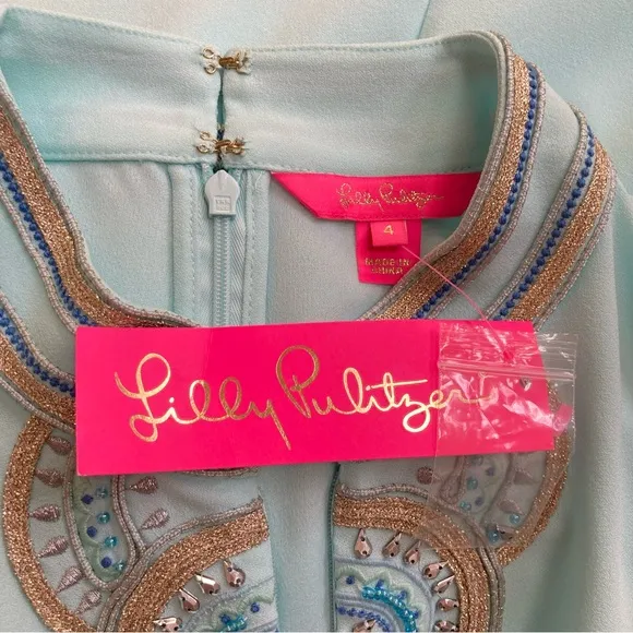 NWT Lilly Pulitzer Jane Embroided Maxi Dress in Whisper Blue, Size 4