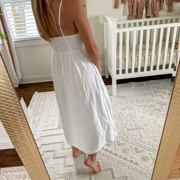 NWT Madewell Double-Tie Cutout Sweetheart Midi Dress White 2