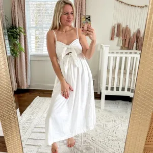 NWT Madewell Double-Tie Cutout Sweetheart Midi Dress White 2