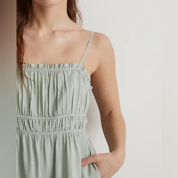 NWT Madewell Sophia Cami Tiered Midi Dress in Colorbock - 6 - Green