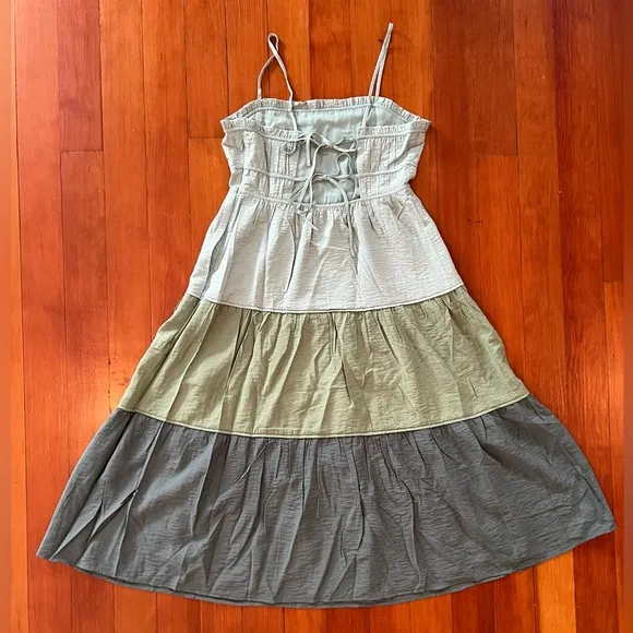 NWT Madewell Sophia Cami Tiered Midi Dress in Colorbock - 6 - Green