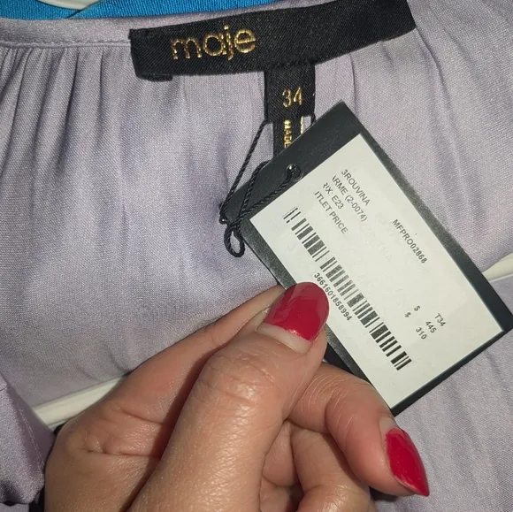 NWT MAJE LONG FLUID SATINY DRESS IN PARMA VIOLET