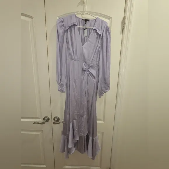 NWT MAJE LONG FLUID SATINY DRESS IN PARMA VIOLET