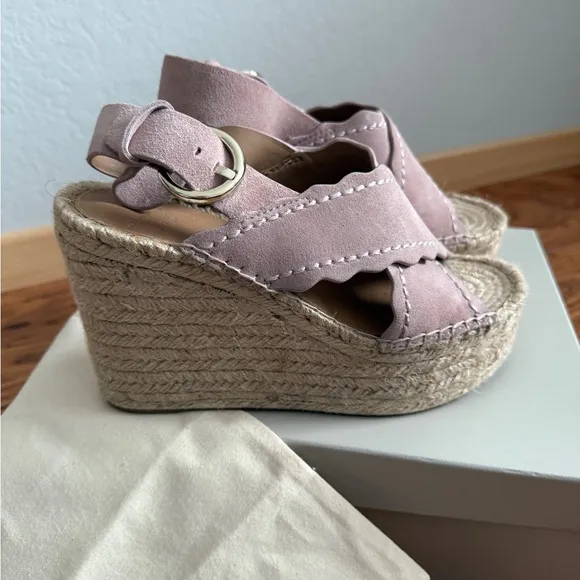 NWT Marc Fisher LTD ‘ Mlaria’ Pink Espadrille Wedge Sandals Size 7