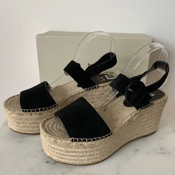 NWT Marc Fisher Rex Suede Sandals Black 9.5