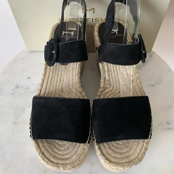 NWT Marc Fisher Rex Suede Sandals Black 9.5