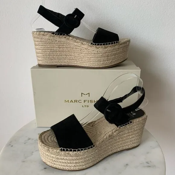NWT Marc Fisher Rex Suede Sandals Black 9.5