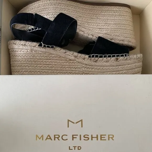 NWT Marc Fisher Rex Suede Sandals Black 9.5