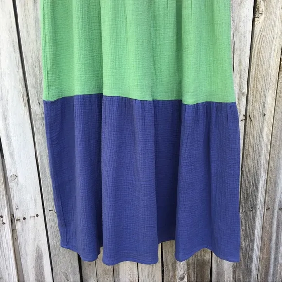 NWT Marine Layer Corinne Colorblock Tiered Cotton Gauze Maxi Dress Rainbow M