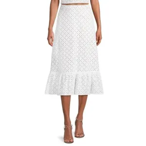 NWT MICHAEL MICHAEL KORS Eyelet Ruffled Midi Skirt, size 0