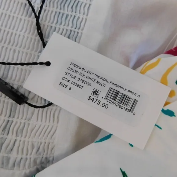 NWT!! MILLY Ellery Tiered Pineapple Print Midi Dress Poplin Colorful Size 8