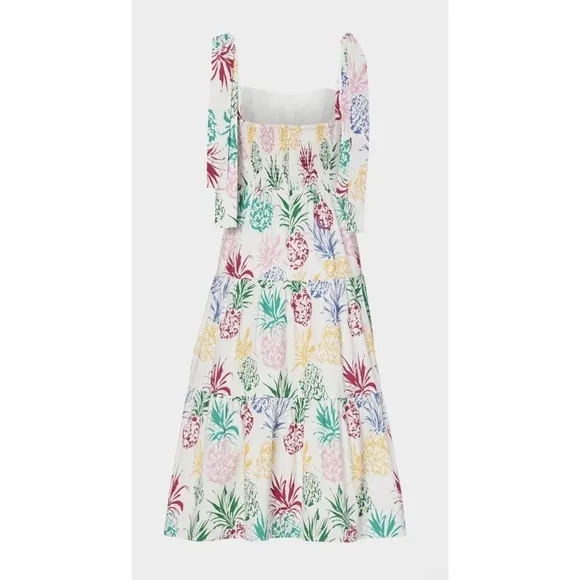 NWT!! MILLY Ellery Tiered Pineapple Print Midi Dress Poplin Colorful Size 8