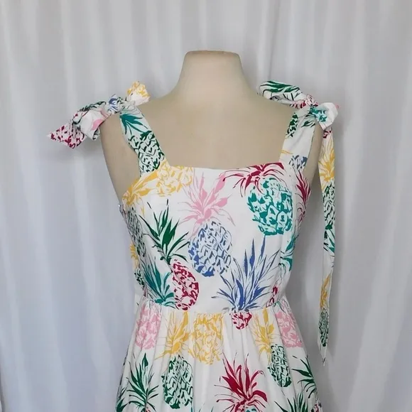NWT!! MILLY Ellery Tiered Pineapple Print Midi Dress Poplin Colorful Size 8