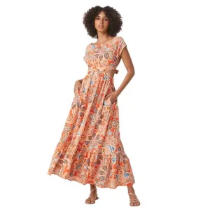 NWT! Misa Dana Mae Dress Tangerine Flora Maxi Dress - Size Small