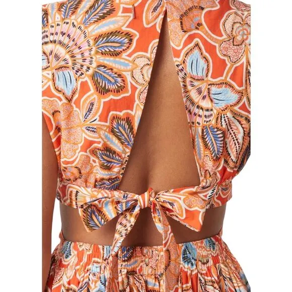 NWT! Misa Dana Mae Dress Tangerine Flora Maxi Dress - Size Small