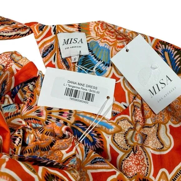 NWT! Misa Dana Mae Dress Tangerine Flora Maxi Dress - Size Small