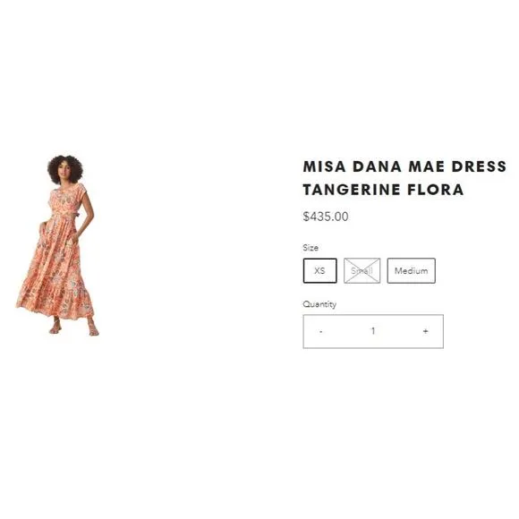 NWT! Misa Dana Mae Dress Tangerine Flora Maxi Dress - Size Small