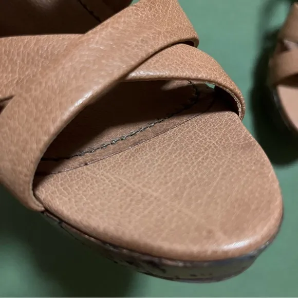 NWT Miu Miu Brown Sandals Leather Wedges Leather Heels 7.5