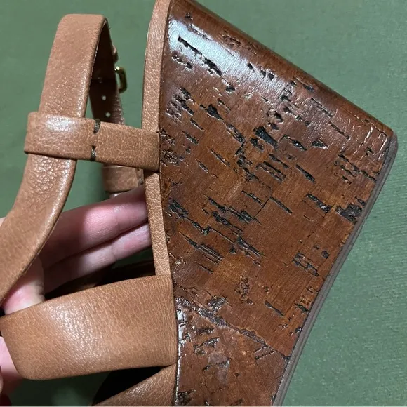 NWT Miu Miu Brown Sandals Leather Wedges Leather Heels 7.5
