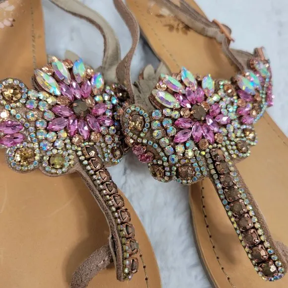 NWT Neiman Marcus 7 Women Rhinestones Sandals